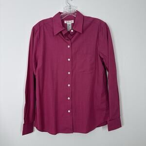 NEW Vtg Talbots Womens 4 Cotton Berry Fucshia Lightweight Button Down Shirt